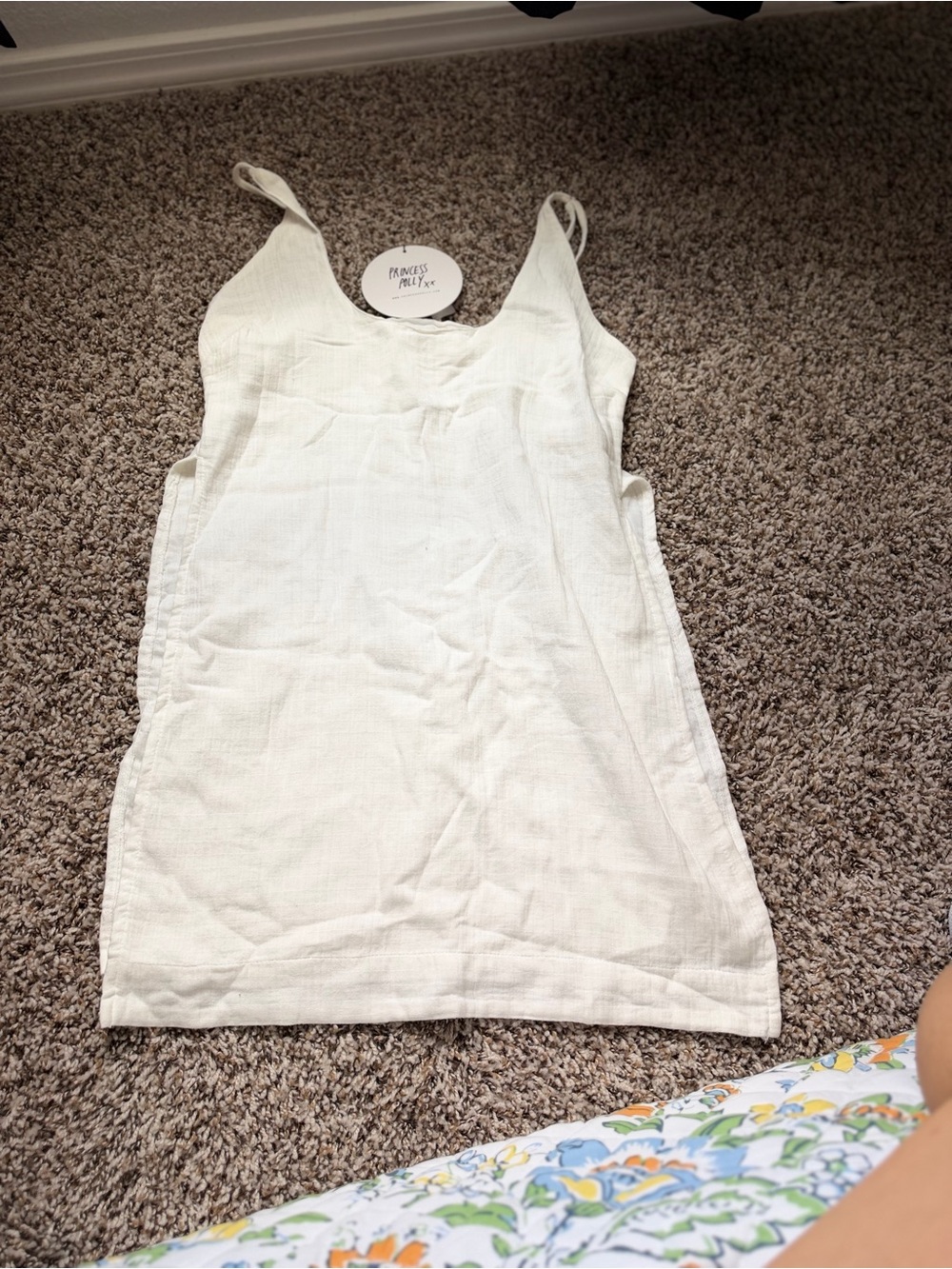 Princess Polly White Linen-Blend Slip Dress